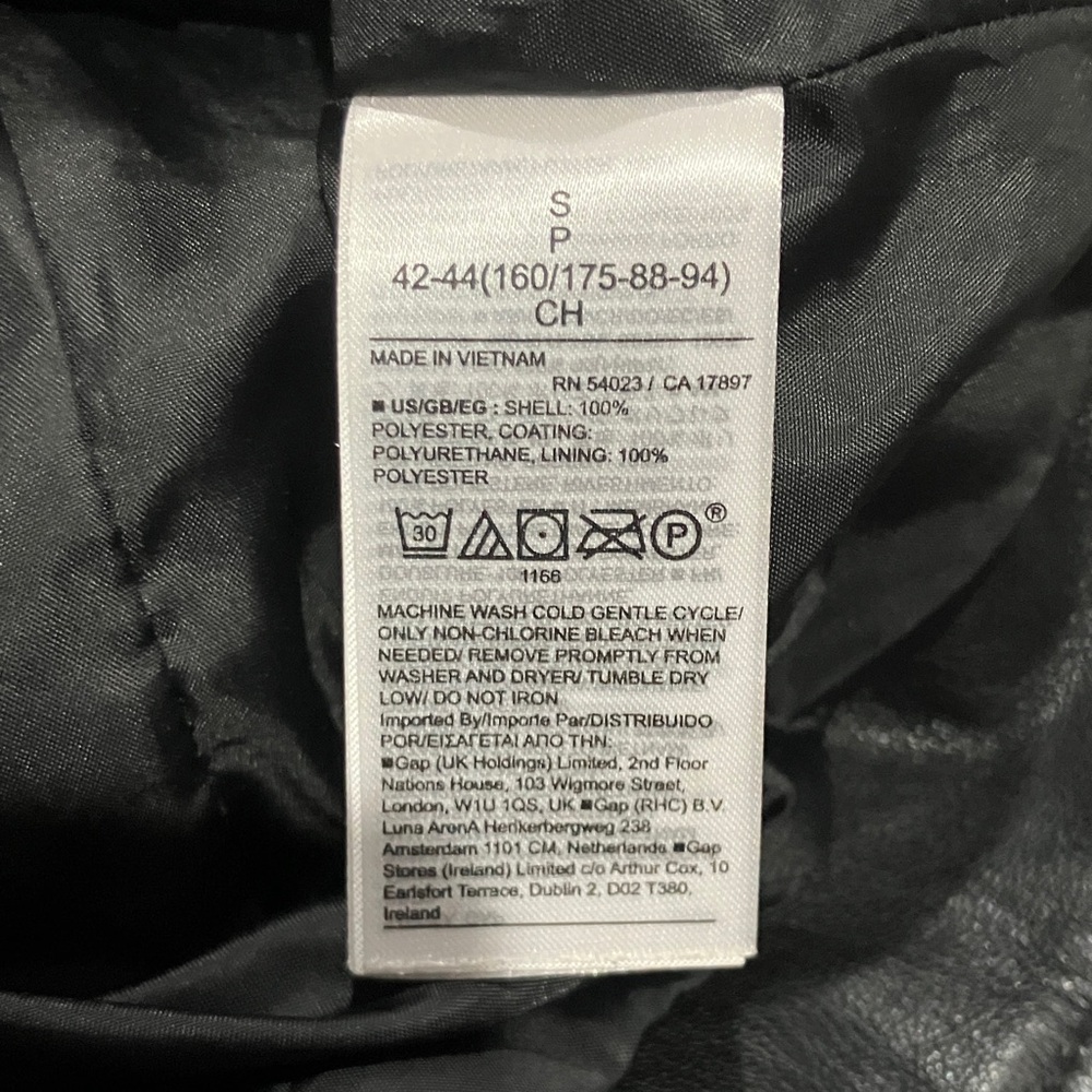 GAP Vegan Faux Leather Bikercore Full Zip Moto Jacket Women’s True Black Small - Picture 11 of 14